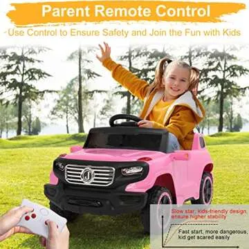 JOYMOR Kids Ride on Toy, Kids Truck 6V Battery Motorized Vehicles, w/Parent Remote Control, Children's Best Toy with 3 Speeds (Pink)