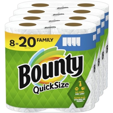 Bounty Quick Size Paper Towels, White, 8 Family Rolls - Top Absorbency