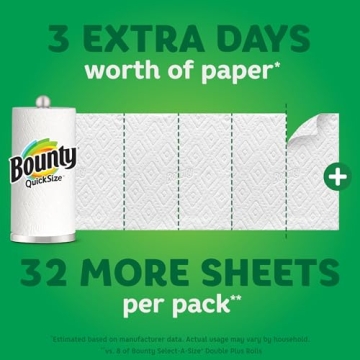 Bounty Quick Size Paper Towels, White, 8 Family Rolls - Top Absorbency