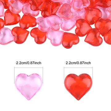 FEPITO 100Pcs Acrylic Hearts Red Pink Heart Vase Filler for Valentine's Day Table Home Decorations W...