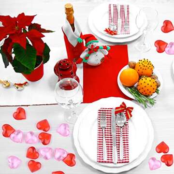 FEPITO 100Pcs Acrylic Hearts Red Pink Heart Vase Filler for Valentine's Day Table Home Decorations Wedding Decorations