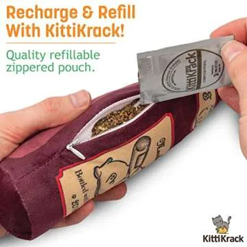 TWINCRITTERS KittiLush 2-Pack Organic Silvervine Catnip Substitute Toys for Cats & Kittens | 100% All-Natural Wild Harvested Silvervine | 2 Refillable Wine Bottle Plush Cat Toys