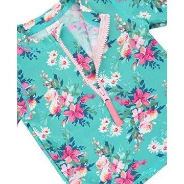 RuffleButts Girls Floral Rash Guard Bikini for Sun Safety