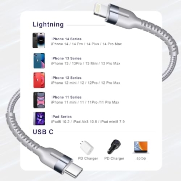 Exeric Lightning Charging Cable Fast Charging 3-Pack 3ft