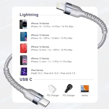 Exeric Lightning Charging Cable Fast Charging 3-Pack 3ft
