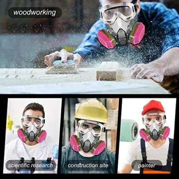 caKentr Half Face Respirator Mask with Filters - Reusable Elastomeric Respirators with Goggles - Epoxy Resin Spray Paint Mask for Painting Dust Solder Construction Work Sanding Woodworking Chemical
