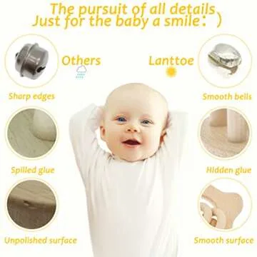 Lanttoe 2pc Set Wooden Baby Toy - Rattles & Teether Toys