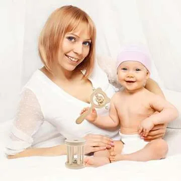 Lanttoe 2pc Set Wooden Baby Rattle and Teether Toys