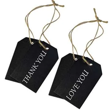 48 Pcs Chalkboard Tags, Topbuti Hanging Wooden Mini Chalkboard Signs Decorative Labels, Erasable Hanging Chalkboard Tags with Twine, Name Tags Price Tags Message Tags for DIY Craft Wedding Party Decor