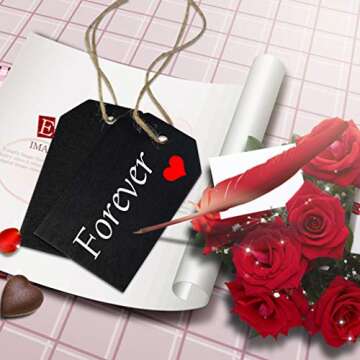 48 Pcs Chalkboard Tags, Topbuti Hanging Wooden Mini Chalkboard Signs Decorative Labels, Erasable Hanging Chalkboard Tags with Twine, Name Tags Price Tags Message Tags for DIY Craft Wedding Party Decor