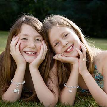 TONY & SANDY Easter Basket Stuffers Valentines Gifts for Teen Girls Charm Bracelet Jewelry Teenage Girls Gift Ideas 8 10 12 16 14 13 Year Old Girl Stuff Birthday Christmas Personalized