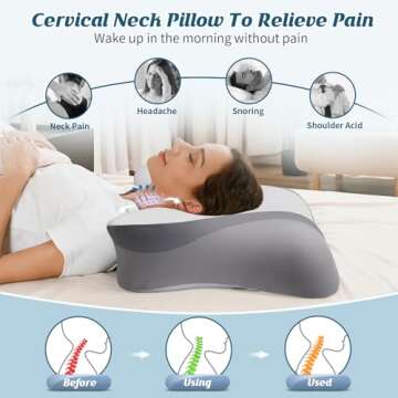 Crisgo Cervical Neck Pillow for Pain Relief - Ergonomic Memory Foam Supportive Cooling Pillow