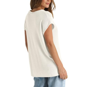 OFEEFAN Womens Cap Sleeve Sweater Vest for Spring Fashion