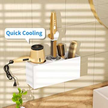 NIUBEE Wall Mount Hair Styling Tool Organizer - Bathroom Cabinet Holder for Blow Dryers, Flat Irons, Curling Irons - White