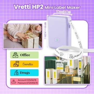 Portable Vretti Bluetooth Label Maker for Creative Labels