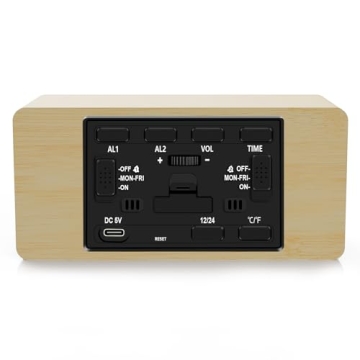 Elegant Wooden Alarm Clock with Wireless Charging