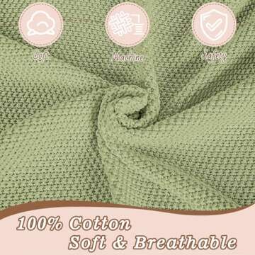 YOYI YOYI Knit Baby Blanket, Organic Cotton Baby Blankets Neutral Cable Knitted Soft Toddler Blankets for Girls Boys Green 40''x31''
