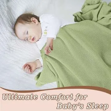 YOYI YOYI Knit Baby Blanket, Organic Cotton Baby Blankets Neutral Cable Knitted Soft Toddler Blankets for Girls Boys Green 40''x31''