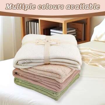 YOYI YOYI Knit Baby Blanket, Organic Cotton Baby Blankets Neutral Cable Knitted Soft Toddler Blankets for Girls Boys Green 40''x31''