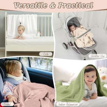 YOYI YOYI Knit Baby Blanket, Organic Cotton Baby Blankets Neutral Cable Knitted Soft Toddler Blankets for Girls Boys Green 40''x31''