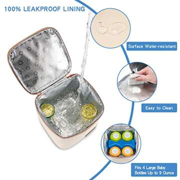 BABEYER Breastmilk Cooler Bag with Ice Pack Fits 4 Baby Bottles Up to 5 Ounce, Baby Bottle Cooler Ba...