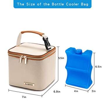 BABEYER Breastmilk Cooler Bag with Ice Pack Fits 4 Baby Bottles Up to 5 Ounce, Baby Bottle Cooler Bag Great for Nursing Mom Daycare, Cream