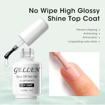 Gellen Gel Top and Base Coat Set for Stunning Long-Lasting Nails