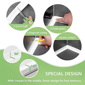 SENKEI Caulk Strip| PE Caulk Tape Waterproof Self Adhesive for Bath & Kitchen| Caulking Tape for Kitchen Countertop Bathroom Toilet Bathtub Floor Wall Edge 1.5" x 11Ft (White)…