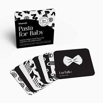 Chunky Deli Pasta for Baby High Contrast Cards Sensory Toy Learning Activity Large Black and White Flash Cards Newborn Tummy Time Play 0+ Months Infant Essentials Curious Baby Activity Cards Gift Set