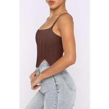 REORIA Women's Summer Fashion Sexy Square Neck Sleeveless Adjustable Spaghetti Strap Tendy Tank Crop...