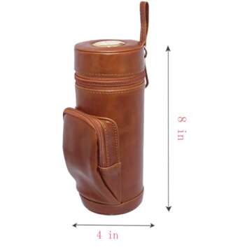 AMANCY Upgrade Cedar Wood Lined Portable Travel Leather Cigar Humidor Case with Pocket,Easily Carry ...