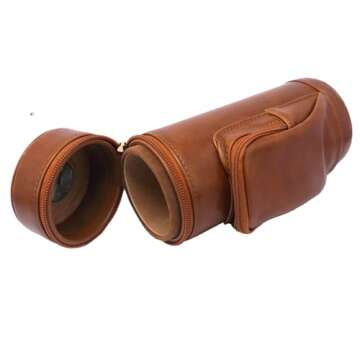 AMANCY Upgrade Cedar Wood Lined Portable Travel Leather Cigar Humidor Case with Pocket,Easily Carry Lighter and Cutter