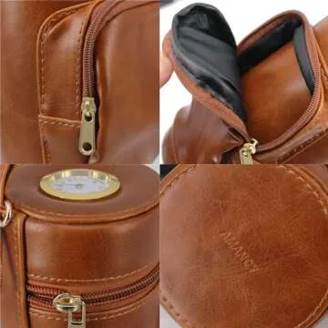 AMANCY Upgrade Cedar Wood Lined Portable Travel Leather Cigar Humidor Case with Pocket,Easily Carry Lighter and Cutter