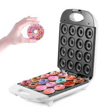 Mini Donut Maker, 16 Holes Small Doughnuts Maker Machine, Mini Pancake Maker for Kid-Friendly Breakf...