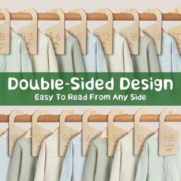 ITDYB Baby Closet Dividers for Clothes Organizer - Set of 8 Wooden Double-Sided Baby Clothes Size Di...