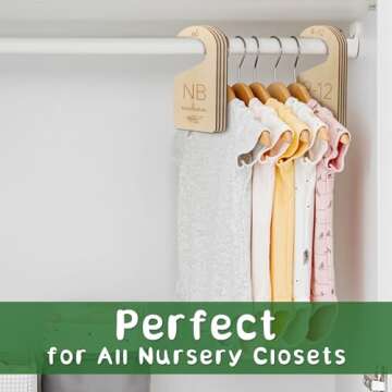 ITDYB Baby Closet Dividers for Clothes Organizer - Set of 8 Wooden Double-Sided Baby Clothes Size Dividers form Newborn to Toddler for Daily Gender-Neutral Baby Nursery Decor