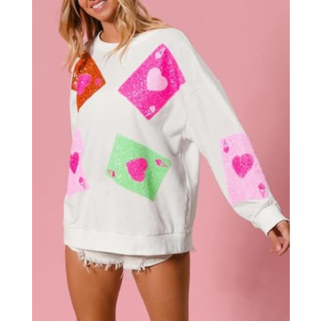 SOOKABEILA Women's Sequin Valentine's Day Pullover Tops