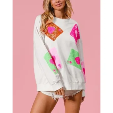 SOOKABEILA Women's Sequin Valentine's Day Pullover Tops