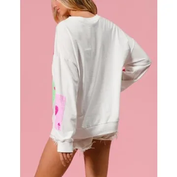 SOOKABEILA Women's Sequin Valentine's Day Pullover Tops