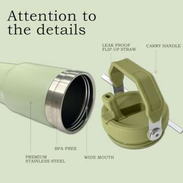 Serborni 30 oz Tumbler with Handle and Straw Lid, Insulated Tumblers Portable Stainless Steel Simply Modern Water Vacuum Bottles Cup（Basil green）