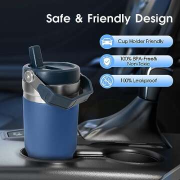 Serborni 30 oz Tumbler with Handle and Straw Lid, Insulated Tumblers Portable Stainless Steel Simply Modern Water Vacuum Bottles Cup（Basil green）