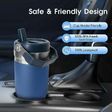 Serborni 30 oz Insulated Tumbler with Handle and Straw