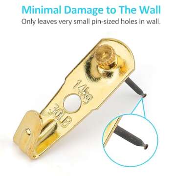 30 lb Picture Hangers Professional Hanging Hooks with Nails for Easy Picture Display