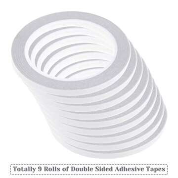 cridoz Double Sided Adhesive Tape, 9 Rolls Double-Side Craft Tape for Card Making, Scrapbooking, DIY...