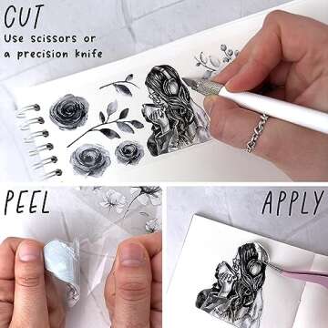 Fayware 4 PET Tapes for Journaling and Scrapbooking - Black & White Junk Journal Supplies for DIY Arts & Crafts Projects