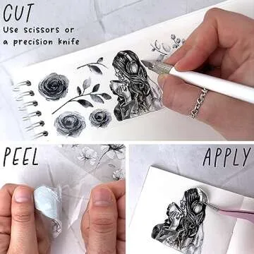 Fayware 4 PET Tapes for Journaling and Scrapbooking - Black & White Junk Journal Supplies for DIY Arts & Crafts Projects