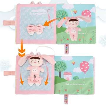 Soft Cloth Books for Baby Gift, Activity Quiet Cloth Books Developmental Toys,Interactive Baby Books...