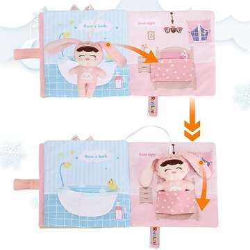 Soft Cloth Books for Baby Gift, Activity Quiet Cloth Books Developmental Toys,Interactive Baby Books for Toddlers Infants Kids Toys Gift for 0-2 Year Old Doll