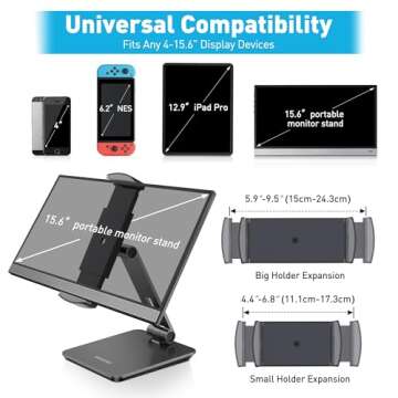 AboveTEK Business Kiosk Aluminum Tablet iPad Stand, 360° Swivel Tablet & Phone Holders for Any 4"-1...