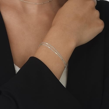 Double Layered Sterling Silver Bracelet for Women